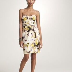 J Crew Fleurette watercolor print bustier short dress. Size 0 Linen/silk. Dressy